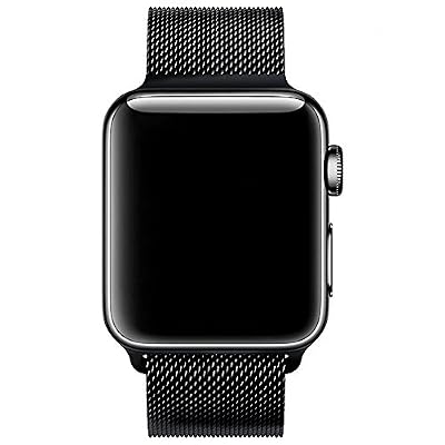 VIKATech Apple Watch Bracelet Milanais, avec le Fermoir Magnétique Unique, VIKATech 38mm Strap Acier Inoxydable Band pour Apple Watch de Tous les Modèles Aucune Boucle nécessaires (Noir)
