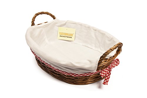 Woodluv 38 x 28 cm ovaler Geschenkkorb mit Weiß Futter, Braun