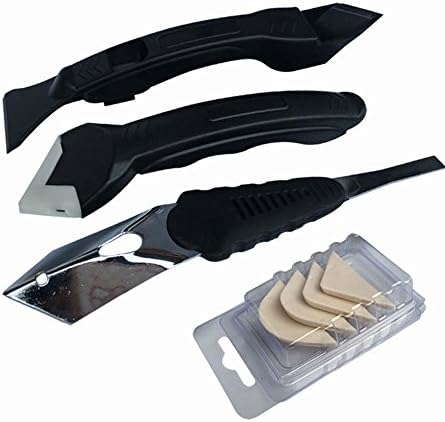 BingQing brand 5 Pieces Silicone Removal Silicone Scraper Tool Kit. 3 in 1 Silicone Sealant Replace. Caulking Tool Kit & Silicone Scraper Tool Kit--Cj02