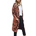 Produktbild Bluelucon Damen Strickjacke Freizeit Leopard Sweater Kimono Cardigan Herbst Outwear Lose Strickpullover Langarm Coat Einfarbig Tasche Lange Mäntel