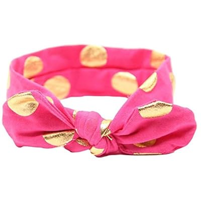 BZLine® Bowknot Bandeau doré | en Tissu | Taille pour Bébé de 0-4ans (Rose)