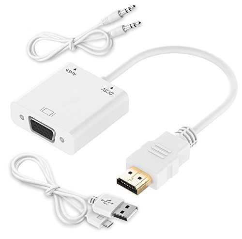lucklystar HDMI-auf-VGA-Adapter, 1080P HDMI Männlich auf VGA Weiblich Video Konverter Kabel mit Audio-Port und Micro-USB Ladeanschluss für PC Laptop HDTV Beamer und anderen HDMI Geräten