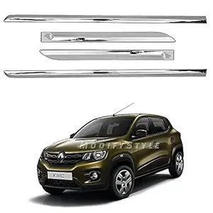 ModifyStyle Side Beading/Side Cladding/Door Garnish/Door Protector Chrome Suitable for Renault Kwid (2015 to 2017) Type 1 (Set of 4pcs)