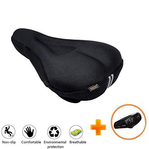 Ancocs Bicycle Seat Cushion Cover-Soft Extra Silica Gel and Foam Bike Saddle Cushion, Spinning With Waterproof & Dustproof Cover For Mens & Womens