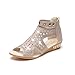 Produktbild Sandalen Knöchelriemchen Damen Sommer Schnallen Syntetische Sandalen Bohemia Sandalen Schuhe Strandschuhe Flache Mode Schuhe Leder Boden Hausschuhe Bequeme Schuhe Abendschuhe LMMVP (37CN, Beige)