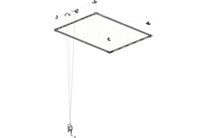 Cuncial - Tendedero de Techo Extensible I Tezno Techo Manivela | Fabricado en Aluminio anodizado | Ahorra Espacio | Gran Capacidad de tendido | Sistema Sube y Baja