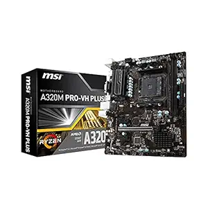 MSI A320M PRO-VH ProSeries Motherboard (AMD AM4, DDR4, PCIe 3.0, SATA 6Gb/s, USB 3.2 Gen 2, M.2 Slot, DVI/HDMI, Micro-ATX)