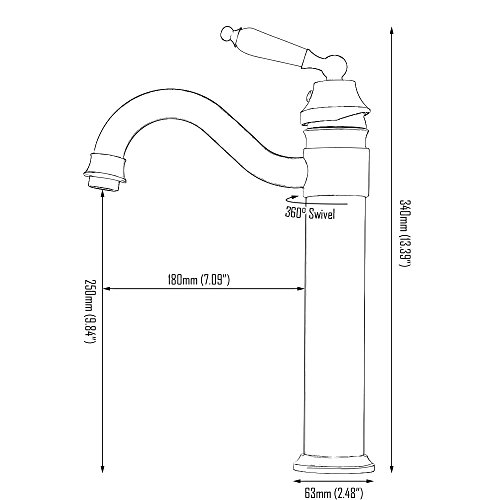 Grifo de Lavabo, Grifo de Baño Alta Calidad Grifo Lavabo,Grifo de Monomando,Válvula De Cerámica, Grifo Mezclador Agua Fría Y Caliente，Bronce aceitado