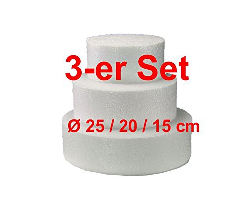 EPS-Zuschnitte rund 3-er Set, Ø 25 / 20 / 15 cm, Styropor