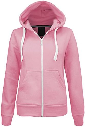 Superglamclothing Made by Purl® New Womens Ladies Plain Casual Hoodie Fleece Pockets Sweatshirt Long Sleeve Hooded Coat Hoodys Zip Jacket Coat Plus Size UK 8-22