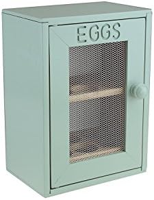 Paramount Housewares - Kitchen Rubber Wood Cabinets for Storage (Egg Cabinet Mint Green Finish with Mesh Front)