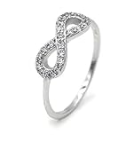 21 Zirkonia Ring Infinity 925 Sterling Silber rhodiniert 21 Zirkonia Unendlich Eternity Silberring Verlobungsring Ringe Damen (56 (17.8))