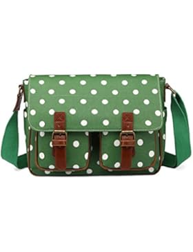 Miss Lulu Wachstuch-Umhängetasche, Messenger-Bag, Handtasche, Schultertasche, Schultasche gepunktet, Back-to-School...