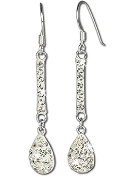 SilberDream Glitzer Ohrhänger Tropfen weiß Zirkonia Kristalle shiny 925 Sterling Silber Ohrringe GSO209W