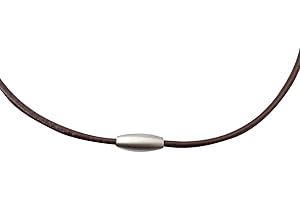 Zinngeschenke echtes Lederband glatt braun, Halsband rund mit Magnetverschluss aus Edelstahl in verschiedenen Längen, Stärke 3,0 mm (42)