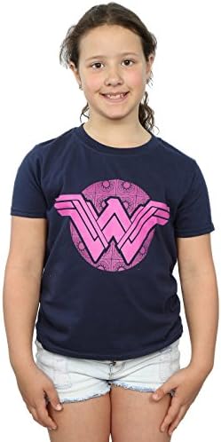 Girls Wonder Woman Pink Mosaic T-Shirt 9-11 Years Navy Blue