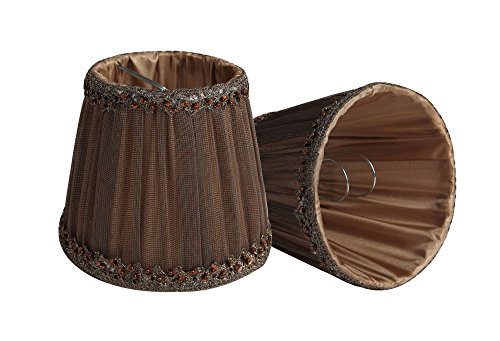 Splink 2 Pcs Lampenschirm E12/E14 Organza Stoff Stehlampe Tischlampenschirm mit Gold Trim Vintage Barockstil Stil 85*120*110mm