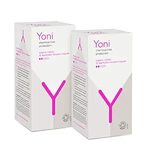 Yoni 100% Organic Cotton Applicator Tampons ? For Regular flow | Pack of 2 (32 pieces) | Biodegradable, comfortable and leak-free experience