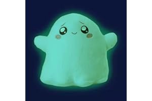 Maomoto Jouet en peluche fantôme phosphorescent, oreiller en peluche fantôme phosphorescent, jouet en peluche fantôme de dessin animé, jouet en peluche renard et boîte pour enfants (fantôme)