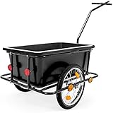 Deuba Remorque de vélo avec Barre d'attelage - poignées - pneumatiques - 90 litres