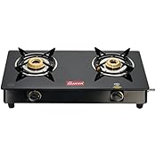 Fabiano Fabsurya-2 Burner 7mm Toughened Glasstop Gas Stove Cooktop With Brass Burners, Black