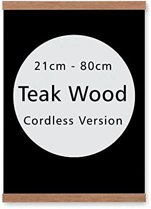 UniBridge DIY Natural Wooden Magnetic Cordless Hanger for Photo/Picture/Painting/Poster - Wall Mount Frame - Teak Wood 40 cm (16 inch) Cordless