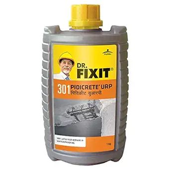 DR. FIXIT 301 SBR Latex Pidicrete URP, SBR Latex For Waterproofing & Repairs - 1Kg, (Grey) (1Pc), Waterproofing for Roofs, Walls, Columns, Beams, Chajjas, Bathrooms, Terraces