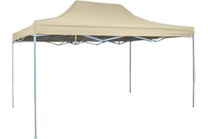 vidaXL Foldable Tent Pop-Up 3x4.5m Cream White Outdoor Garden Gazebo Canopy Tent