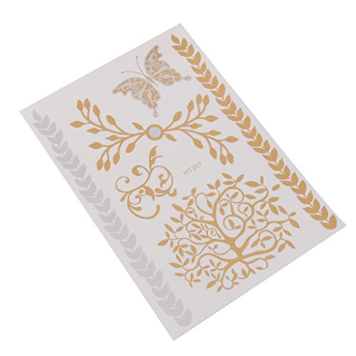 Mode Braut Haar Tattoos Temporaere Dekorative Aufkleber Gold Silber ht307 - 6