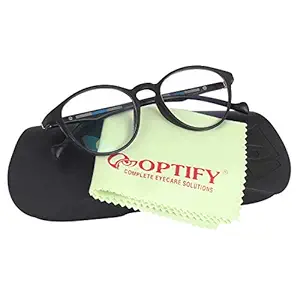 Optify Round Blue Light Blocking Glasses for Kid UV Protection Computer Eyewear Zero Power Lens Age 5-12 Years(Black)