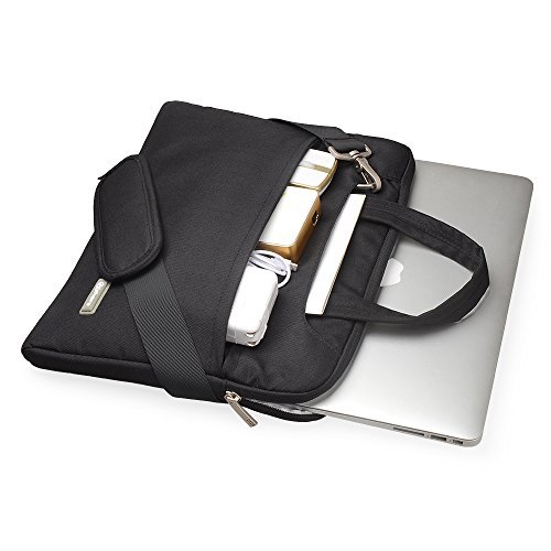 Qishare 15.6-16 Zoll Multifunktionales bewegliches dünnes helles Laptop-Schulter-Beutel-Aktenkoffer-Notizbuch-Computer-Taschen-Kasten Ultrabook Netbook tragender Fall-Tablette / Laptop / Chromebook / Macbook / Messenger-Kasten mit Handgriff und tragendem Bügel für Acer / Asus / Dell / Fujitsu / Lenovo / HP / Samsung / Sony / Toshiba Computer (Schwarz)