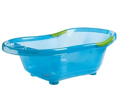 dBb Remond Baignoire Bleue Translucide avec Bouchon de Vidange et Poignes Antidrapantes - Vertes