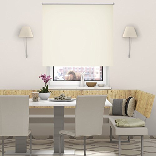 DESWIN Rollos – Set: Verdunkelungsrollo + Premium-Klemmhalter – 55 x 160 cm ALTWEISS – (KlemmFix Rollo mit Metallkette, Klemmhaltern, Rollo-Magnete, Halter zum Schrauben) - 4