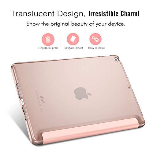 MoKo Hülle für Neu iPad 9.7 Zoll 2017 – PU Leder Tasche Schutzhülle Schale Smart Case mit Translucent Rücken Deckel, mit Auto Schlaf / Wach Funktion und Stanfunktion für New Apple iPad 9.7″ IOS 10 Retina Display Tablet, Rose Gold - 4