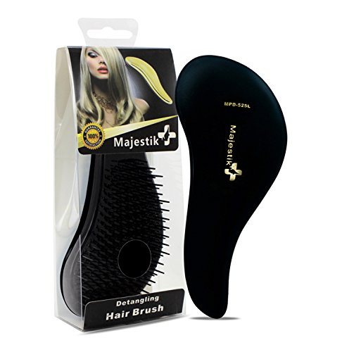 HairBrush- a Detangling Hair Brush by Majestik+, Best Professional Salon Quality, Wet & Dry Brush For Tangle-Free, No Pain - Great For Thick, Wavy, Curly, or thin hair on women, girls & kids, a must have Detangler brush in Black by Majestik+