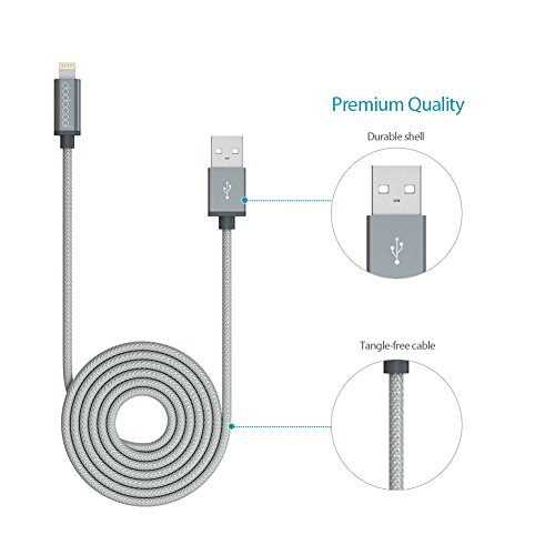 dodocool Lightning Kabel [Apple MFi zertifiziert] 8 pin Applekabel Datenkabel Verbindungskabel USB Kabel Syncing kabel für iPhone iPad ipod 10ft / 3m Weltraum Grau - 2