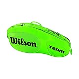 Contenido: 1 Bolsa de tenis Wilson, Team III 3 PK, Dimensiones (LxAxP): 76 x 10 x 33 cm, Material: Poliéster, Color: Verde/Negro, Equipo no incluido, WRZ854803