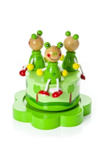 Music Box for Babies - Wooden Musical Green Frog Playing Pop Goes the Weasel Gift for Baby Boy or Girl