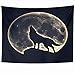 Produktbild Daawqee Wandteppiche Wall Hanging Art 80 x 60 Inches Graphic Native Howling Wolf Full Moon Fullmoon Wildlife Nature Wicca Werewolf Magic American Magical Home Tapestries Office Bedroom Living Room