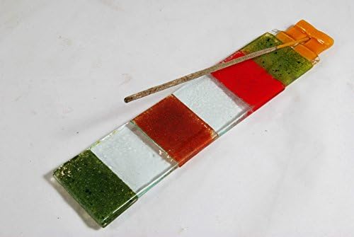 Glass incense holder - green, red