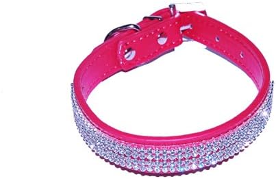 Pet Palace® "Diva Doggy REGAL RED MEDIUM Leather Diamante Jewelled Dog Puppy Collar