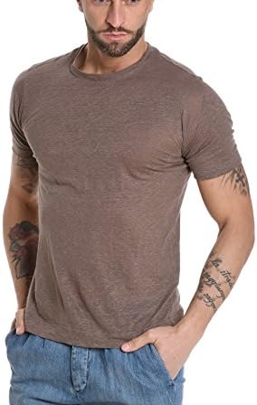 Cruciani Men's Cujlig3021li0001 Brown Linen T-Shirt