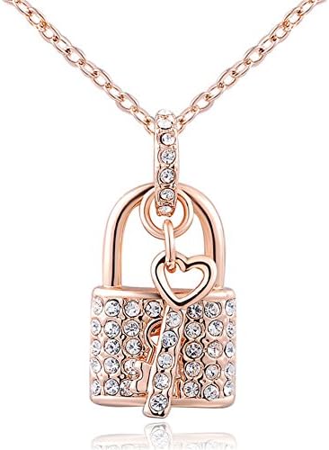 Fashion Gold Plated Austrian Crystal Padlock Pendant Necklace Valentine Gift. The Open Your Heart