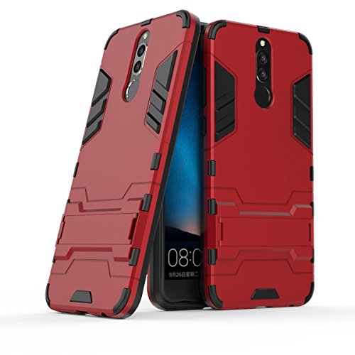 CHcase Coque Huawei Mate 10 Lite, 2 en 1 Nouveau Armour Style Robuste Hybrides Double Couche Armure Defender TPU + PC Hard Coques avec Kickstand Support [Antichoc Coque] pour Huawei Mate 10 Lite -Red