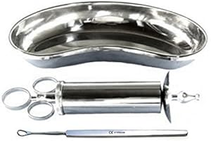 Instruments GB®-3 Piece Ear wax Cleaning Kit, Ear Wax Syringe, Ear Wax remover, Kidney Bowl, CE