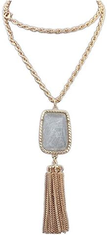 Narlino Gold Plated Crystal Stone Big Chain Tassle Necklace