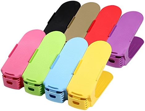 Adjustable shoe stacker/holder set for 8 pairs of shoes Colourful