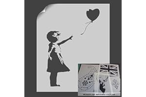 IDEAL STENCILS La petite fille au ballon - Pochoir - Décoration murale - BANKSY, Plastique, L/A2- (w)14.5 x (h)21.2 inches