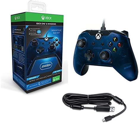 RQINW Xbox One PDP DX Wired Controller, Wired Game Controller, non-slip grips, 3.5mm audio jack, for Xbox One & Windows 8 and above,Blue