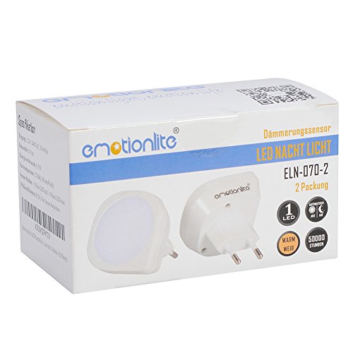 Emotionlite 2 Stück Plug in LED Nachtlicht mit Dämmerungssensor Kinder Nachtlicht Sehr gut für Kinderschlafzimmer Badezimmer Flur Treppenaufgang Korridor Schrank oder ein dunkles Zimmer Warmes weißes 2700 K Energiesparpaket - 8